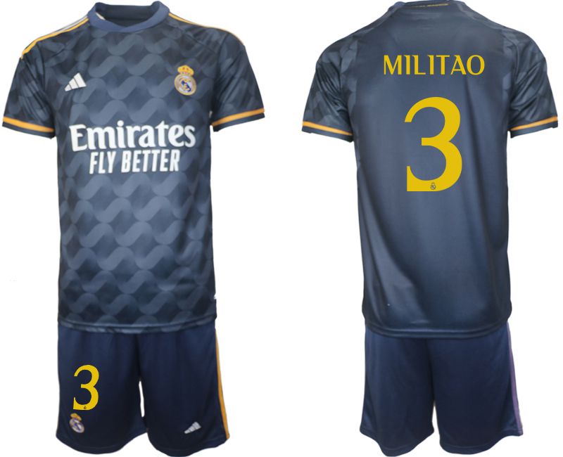 Men 2023-2024 Club Real Madrid away blue #3 Soccer Jersey